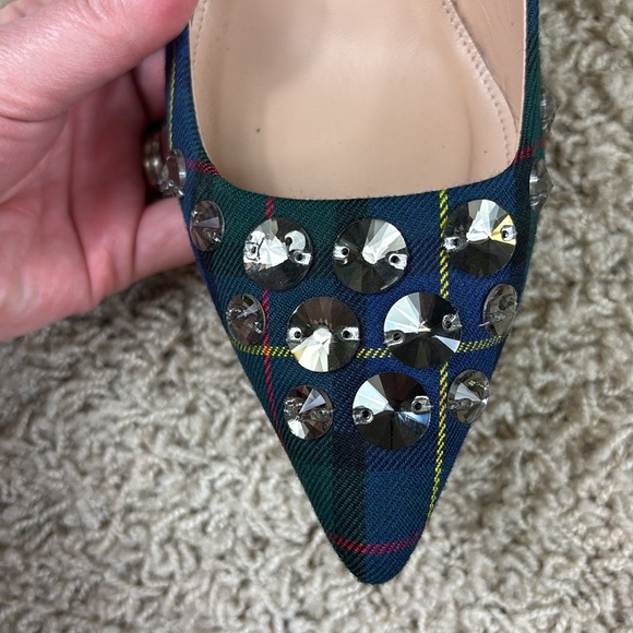 J. Crew Elsie embellished plaid pumps sz 8.5 - Picture 7 of 10